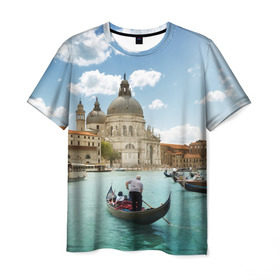 Мужская футболка 3D с принтом Венеция в Кировске, 100% полиэфир | прямой крой, круглый вырез горловины, длина до линии бедер | europe | italy | venice | венеция | вода | европа | ес | италия | каникулы | лодки | отдых | отпуск | солнце | туризм
