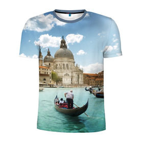 Мужская футболка 3D спортивная с принтом Венеция в Кировске, 100% полиэстер с улучшенными характеристиками | приталенный силуэт, круглая горловина, широкие плечи, сужается к линии бедра | europe | italy | venice | венеция | вода | европа | ес | италия | каникулы | лодки | отдых | отпуск | солнце | туризм