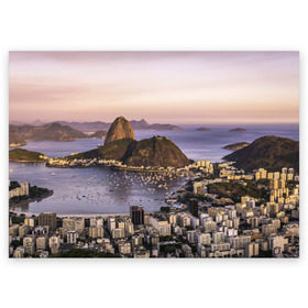 Поздравительная открытка с принтом Рио (Бразилия) в Кировске, 100% бумага | плотность бумаги 280 г/м2, матовая, на обратной стороне линовка и место для марки
 | brazil | rio de janeiro | бразилия | жара | каникулы | карнавал | мегаполис | отдых | отпуск | пляж | приключение | путешествие | рио де жанейро | туризм | футбол | южная америка