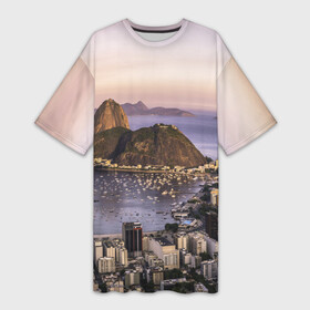 Платье-футболка 3D с принтом Рио (Бразилия) в Кировске,  |  | brazil | rio de janeiro | бразилия | жара | каникулы | карнавал | мегаполис | отдых | отпуск | пляж | приключение | путешествие | рио де жанейро | туризм | футбол | южная америка
