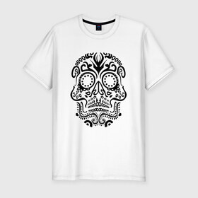 Мужская футболка премиум с принтом Мексиканский череп в Кировске, 92% хлопок, 8% лайкра | приталенный силуэт, круглый вырез ворота, длина до линии бедра, короткий рукав | 