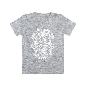 Детская футболка хлопок с принтом Мексиканский череп в Кировске, 100% хлопок | круглый вырез горловины, полуприлегающий силуэт, длина до линии бедер | mexi | день мертвых | мексика | мексиканский череп | мертвецов | орнамент | праздник | узоры | цветы