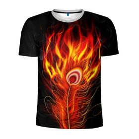 Мужская футболка 3D спортивная с принтом Феникс в Кировске, 100% полиэстер с улучшенными характеристиками | приталенный силуэт, круглая горловина, широкие плечи, сужается к линии бедра | phoenix | арт | дым | краска | лучи | огонь | пламя | прикольные | птица. фентези | свет | феникс