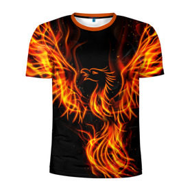 Мужская футболка 3D спортивная с принтом Феникс в Кировске, 100% полиэстер с улучшенными характеристиками | приталенный силуэт, круглая горловина, широкие плечи, сужается к линии бедра | огонь | пламя | птица