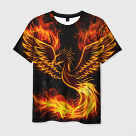 Мужская футболка 3D с принтом Феникс в Кировске, 100% полиэфир | прямой крой, круглый вырез горловины, длина до линии бедер | Тематика изображения на принте: огонь | пламя | птица