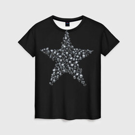 Женская футболка 3D с принтом Алмазная звезда в Кировске, 100% полиэфир ( синтетическое хлопкоподобное полотно) | прямой крой, круглый вырез горловины, длина до линии бедер | алмаз | блеск | бриллиант | драгоценность | звезда