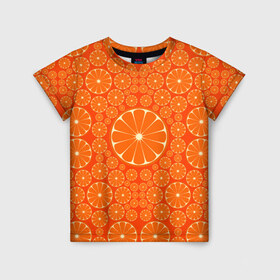 Детская футболка 3D с принтом Апельсины в Кировске, 100% гипоаллергенный полиэфир | прямой крой, круглый вырез горловины, длина до линии бедер, чуть спущенное плечо, ткань немного тянется | 