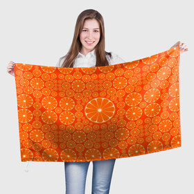 Флаг 3D с принтом Апельсины в Кировске, 100% полиэстер | плотность ткани — 95 г/м2, размер — 67 х 109 см. Принт наносится с одной стороны | 