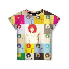 Детская футболка 3D с принтом Pop Art Jim Morrison The Doors в Кировске, 100% гипоаллергенный полиэфир | прямой крой, круглый вырез горловины, длина до линии бедер, чуть спущенное плечо, ткань немного тянется | Тематика изображения на принте: jim morrison | the doors | арт | дорс | моррисон