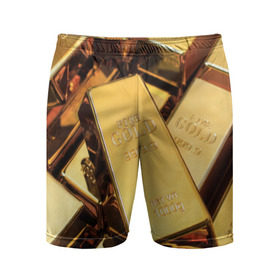 Мужские шорты 3D спортивные с принтом GOLD 999,9 в Кировске,  |  | банк | богатство | драгоценность | золото | слитки