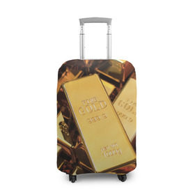 Чехол для чемодана 3D с принтом GOLD 999,9 в Кировске, 86% полиэфир, 14% спандекс | двустороннее нанесение принта, прорези для ручек и колес | банк | богатство | драгоценность | золото | слитки