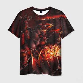 Мужская футболка 3D с принтом Fire Knight в Кировске, 100% полиэфир | прямой крой, круглый вырез горловины, длина до линии бедер | 