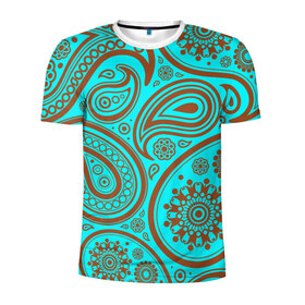 Мужская футболка 3D спортивная с принтом Paisley в Кировске, 100% полиэстер с улучшенными характеристиками | приталенный силуэт, круглая горловина, широкие плечи, сужается к линии бедра | огурцы | орнамент | пейсли | турецкие | яркий