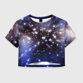 Женская футболка 3D укороченная с принтом Звёздный космос в Кировске, 100% полиэстер | круглая горловина, длина футболки до линии талии, рукава с отворотами | звёзды | космическое пространство | созвездие
