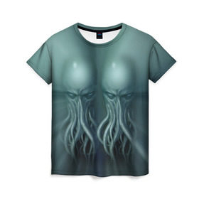 Женская футболка 3D с принтом Двойной Ктулху в Кировске, 100% полиэфир ( синтетическое хлопкоподобное полотно) | прямой крой, круглый вырез горловины, длина до линии бедер | cthulhu | ctulhu | осьминог
