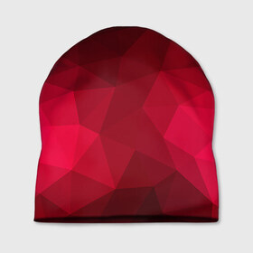 Шапка 3D с принтом Polygonal в Кировске, 100% полиэстер | универсальный размер, печать по всей поверхности изделия | красный | полигоны | треугольники