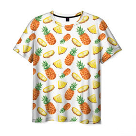 Мужская футболка 3D с принтом Ананасы 5 в Кировске, 100% полиэфир | прямой крой, круглый вырез горловины, длина до линии бедер | летний | паттерн