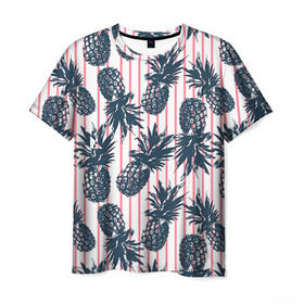Мужская футболка 3D с принтом Ананасы 16 в Кировске, 100% полиэфир | прямой крой, круглый вырез горловины, длина до линии бедер | летний | паттерн | светлый