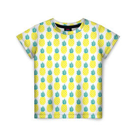 Детская футболка 3D с принтом Ананасы 23 в Кировске, 100% гипоаллергенный полиэфир | прямой крой, круглый вырез горловины, длина до линии бедер, чуть спущенное плечо, ткань немного тянется | летний | паттерн | светлый