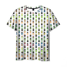 Мужская футболка 3D с принтом Ананасы 25 в Кировске, 100% полиэфир | прямой крой, круглый вырез горловины, длина до линии бедер | летний | паттерн | светлый