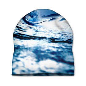 Шапка 3D с принтом Волна в Кировске, 100% полиэстер | универсальный размер, печать по всей поверхности изделия | blue | вода | волна | волны | море | океан | синий