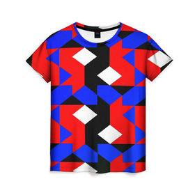 Женская футболка 3D с принтом Absorbed в Кировске, 100% полиэфир ( синтетическое хлопкоподобное полотно) | прямой крой, круглый вырез горловины, длина до линии бедер | красный | разноцветные | синий | текстуры | цветные