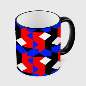 Кружка 3D с принтом Absorbed в Кировске, керамика | ёмкость 330 мл | красный | разноцветные | синий | текстуры | цветные