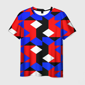 Мужская футболка 3D с принтом Absorbed в Кировске, 100% полиэфир | прямой крой, круглый вырез горловины, длина до линии бедер | красный | разноцветные | синий | текстуры | цветные