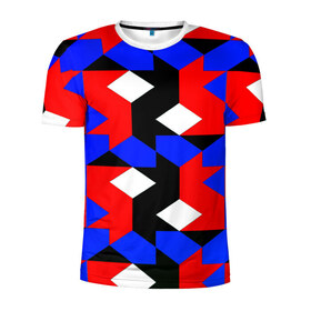Мужская футболка 3D спортивная с принтом Absorbed в Кировске, 100% полиэстер с улучшенными характеристиками | приталенный силуэт, круглая горловина, широкие плечи, сужается к линии бедра | красный | разноцветные | синий | текстуры | цветные