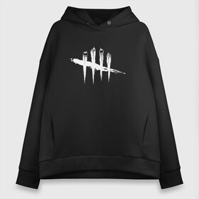 Женское худи Oversize хлопок с принтом Dead by Daylight White Logo в Кировске, френч-терри — 70% хлопок, 30% полиэстер. Мягкий теплый начес внутри —100% хлопок | боковые карманы, эластичные манжеты и нижняя кромка, капюшон на магнитной кнопке | daylight | dead | дайлайт | дед | игры | ужасы | хоррор