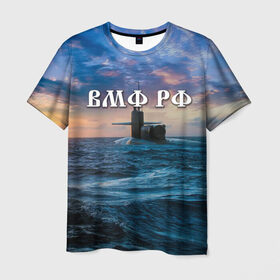 Мужская футболка 3D с принтом Подводная лодка в Кировске, 100% полиэфир | прямой крой, круглый вырез горловины, длина до линии бедер | Тематика изображения на принте: вмф | морской флот | моряк | тельняшка | флот | якорь