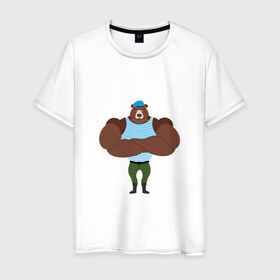Мужская футболка хлопок с принтом ВДВшник в Кировске, 100% хлопок | прямой крой, круглый вырез горловины, длина до линии бедер, слегка спущенное плечо. | 