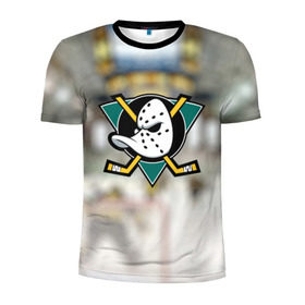 Мужская футболка 3D спортивная с принтом Anaheim ducks в Кировске, 100% полиэстер с улучшенными характеристиками | приталенный силуэт, круглая горловина, широкие плечи, сужается к линии бедра | хоккей