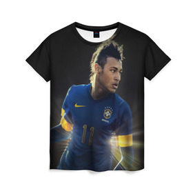 Женская футболка 3D с принтом Neymar в Кировске, 100% полиэфир ( синтетическое хлопкоподобное полотно) | прямой крой, круглый вырез горловины, длина до линии бедер | барселона | бразилия | неймар | футбол | футболист