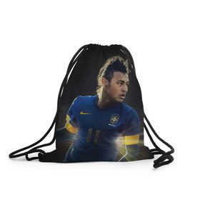 Рюкзак-мешок 3D с принтом Neymar в Кировске, 100% полиэстер | плотность ткани — 200 г/м2, размер — 35 х 45 см; лямки — толстые шнурки, застежка на шнуровке, без карманов и подкладки | барселона | бразилия | неймар | футбол | футболист