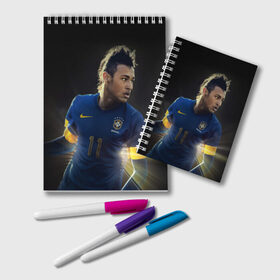 Блокнот с принтом Neymar в Кировске, 100% бумага | 48 листов, плотность листов — 60 г/м2, плотность картонной обложки — 250 г/м2. Листы скреплены удобной пружинной спиралью. Цвет линий — светло-серый
 | барселона | бразилия | неймар | футбол | футболист