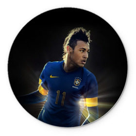 Коврик круглый с принтом Neymar в Кировске, резина и полиэстер | круглая форма, изображение наносится на всю лицевую часть | барселона | бразилия | неймар | футбол | футболист