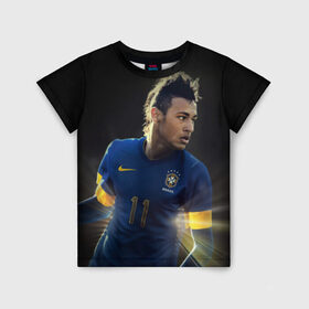 Детская футболка 3D с принтом Neymar в Кировске, 100% гипоаллергенный полиэфир | прямой крой, круглый вырез горловины, длина до линии бедер, чуть спущенное плечо, ткань немного тянется | барселона | бразилия | неймар | футбол | футболист