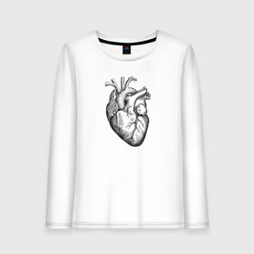 Женский лонгслив хлопок с принтом Heart в Кировске, 100% хлопок |  | вектор | карандаш | кардиология | кровь | мышца | орган | пульс | рисунок | сердце | черный