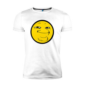 Мужская футболка премиум с принтом Смайлик в Кировске, 92% хлопок, 8% лайкра | приталенный силуэт, круглый вырез ворота, длина до линии бедра, короткий рукав | yoba | пека | смайлик
