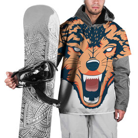Накидка на куртку 3D с принтом Red wolf в Кировске, 100% полиэстер |  | вектор | волк | глаза | голова | голод | дикий | оранжевый | охота | хищник | ярость