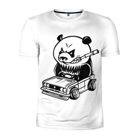 Мужская футболка 3D спортивная с принтом PANDO в Кировске, 100% полиэстер с улучшенными характеристиками | приталенный силуэт, круглая горловина, широкие плечи, сужается к линии бедра | панда