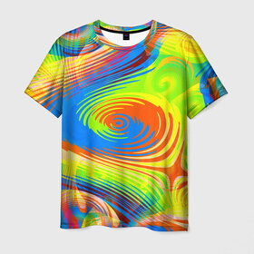 Мужская футболка 3D с принтом Tie-Dye в Кировске, 100% полиэфир | прямой крой, круглый вырез горловины, длина до линии бедер | абстракция | волны | круги | спираль