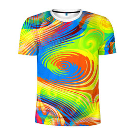 Мужская футболка 3D спортивная с принтом Tie-Dye в Кировске, 100% полиэстер с улучшенными характеристиками | приталенный силуэт, круглая горловина, широкие плечи, сужается к линии бедра | абстракция | волны | круги | спираль
