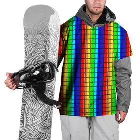 Накидка на куртку 3D с принтом Радуга (Полосы в мозайку) в Кировске, 100% полиэстер |  | вертикальные | жёлтый | зелёный | красный | оранжевый | полосы | радуга | синий | фиолетовый