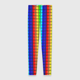 Леггинсы 3D с принтом Радуга (Полосы в мозайку) в Кировске, 80% полиэстер, 20% эластан | Эластичный пояс, зауженные к низу, низкая посадка | вертикальные | жёлтый | зелёный | красный | оранжевый | полосы | радуга | синий | фиолетовый