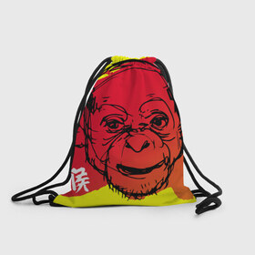 Рюкзак-мешок 3D с принтом Fire Monkey в Кировске, 100% полиэстер | плотность ткани — 200 г/м2, размер — 35 х 45 см; лямки — толстые шнурки, застежка на шнуровке, без карманов и подкладки | Тематика изображения на принте: мартышка | обезьяна | огненная