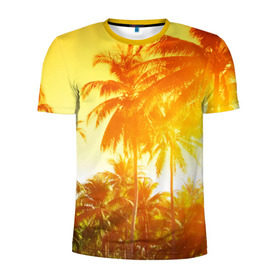 Мужская футболка 3D спортивная с принтом Пальмы в Кировске, 100% полиэстер с улучшенными характеристиками | приталенный силуэт, круглая горловина, широкие плечи, сужается к линии бедра | Тематика изображения на принте: sea | summer | берег | лето | море | океан | отдых | пальмы | пляж | солнце
