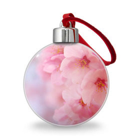 Ёлочный шар с принтом Сакура в Кировске, Пластик | Диаметр: 77 мм | весна | вишня | розовый | цветение | цветы | япония