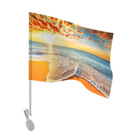 Флаг для автомобиля с принтом Лазурный берег в Кировске, 100% полиэстер | Размер: 30*21 см | берег | лето | море | отдых